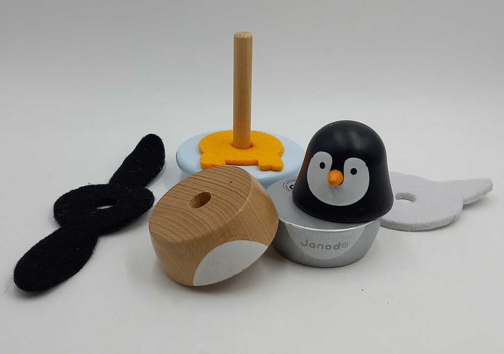 Culbuto pingouin en bois à empiler - JANOD  