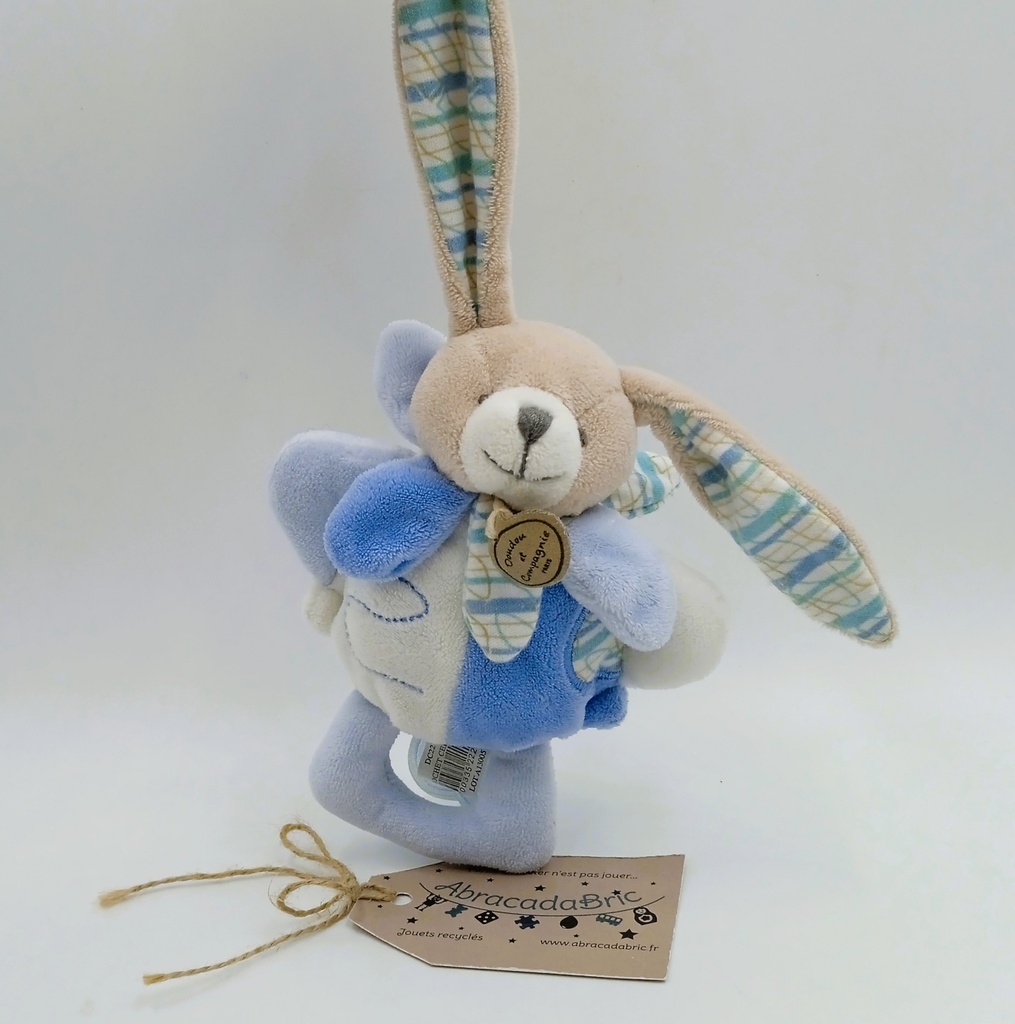 Doudou lapin bleu pétale - Doudou et compagnie