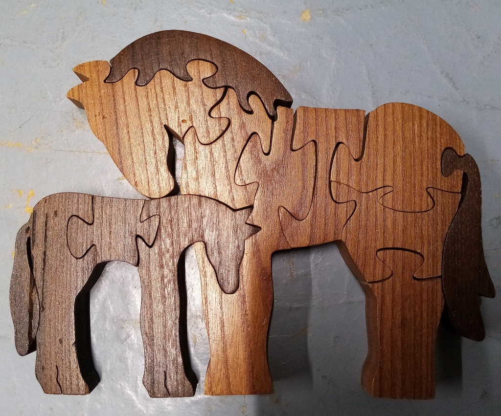 Puzzle 3D chevaux en bois - MDD