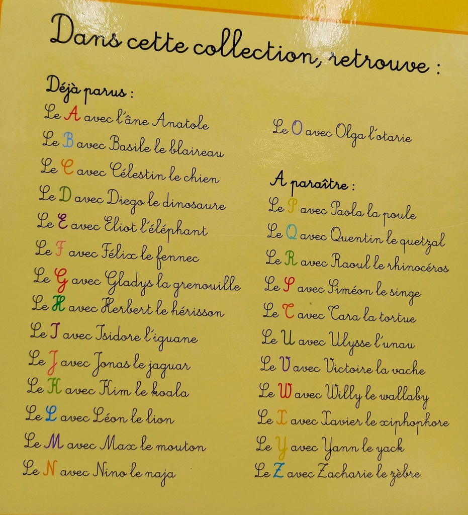 Mon abécédaire des animaux - HACHETTE 