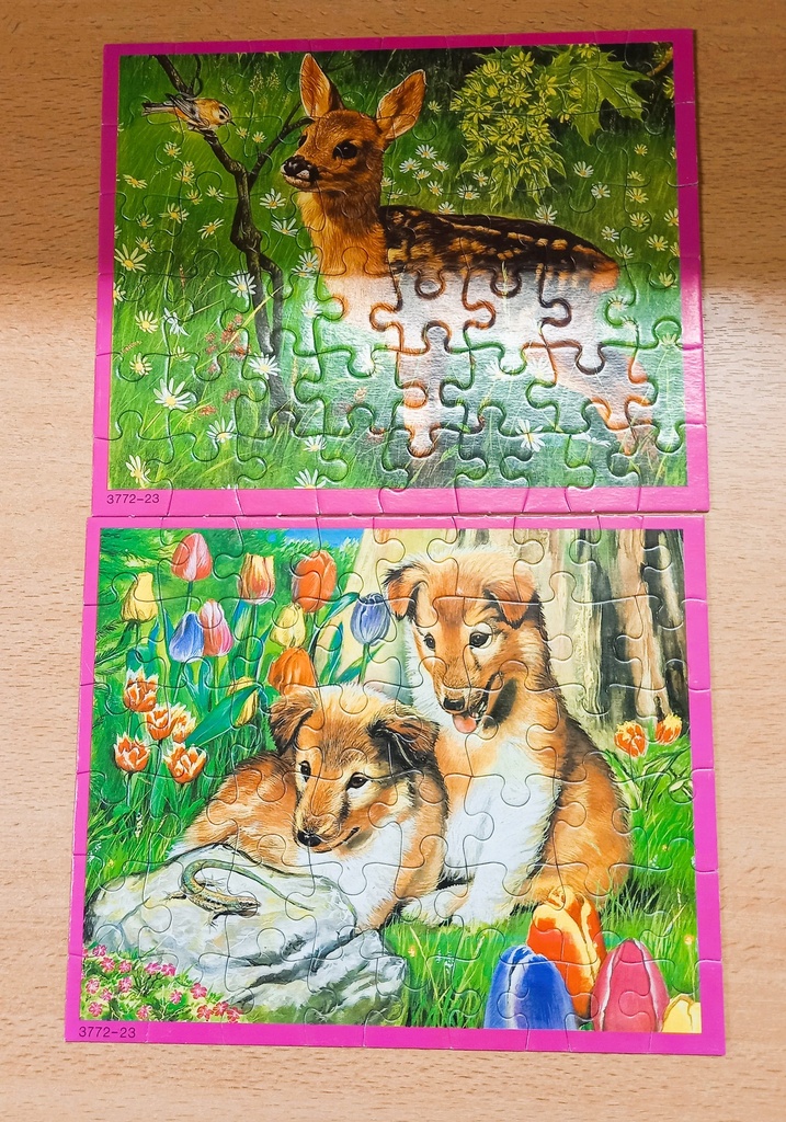 Puzzle "animaux" vintage 2x50p - MB PUZZLE