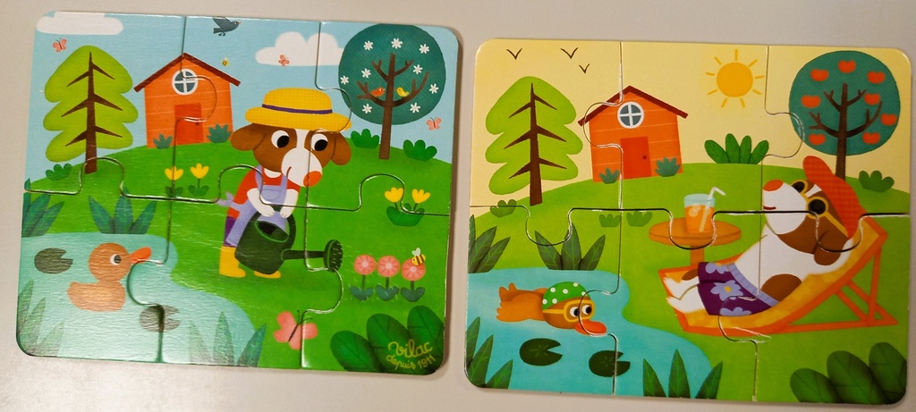 Puzzle le chien à travers les saisons en bois 3x6p - ViLAC 