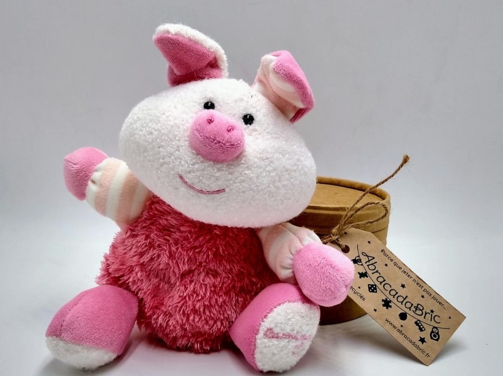 Doudou cochon rose phosphorescent 20cm - LUMiNOU
