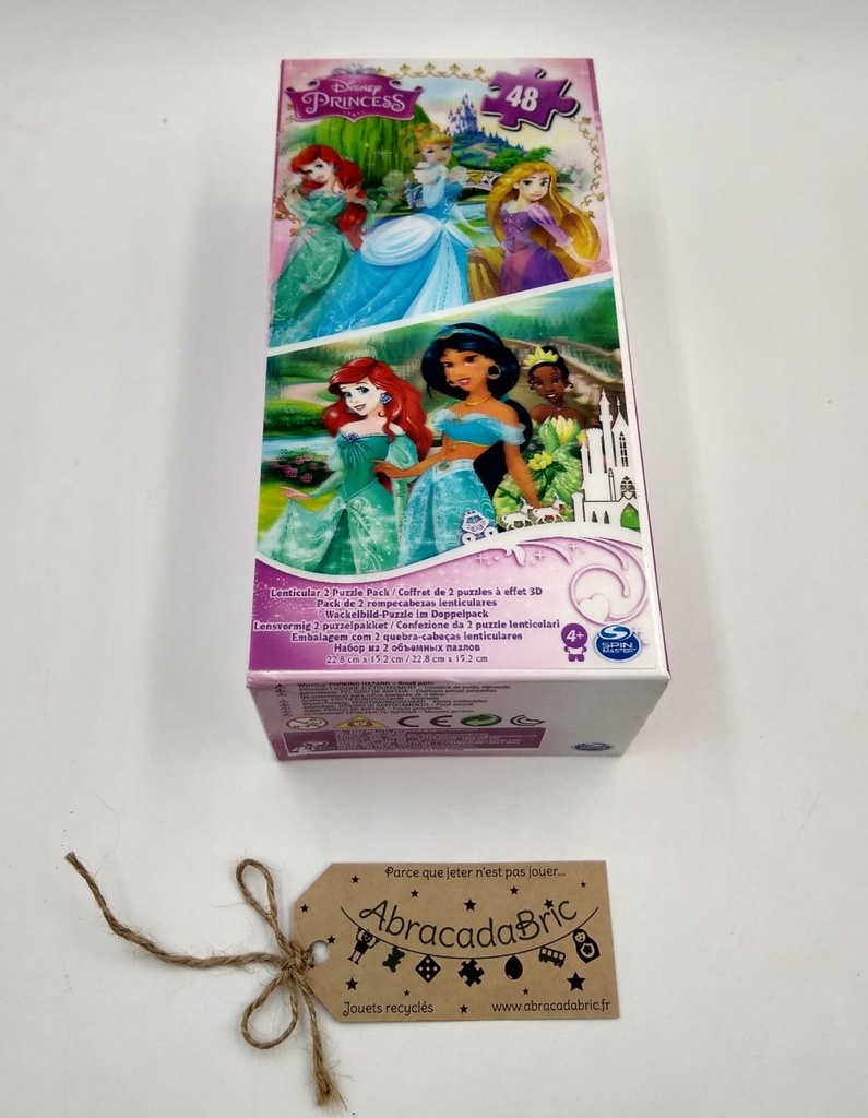 Coffret puzzles effet 3D princesses Disney 2x48p - SPiN MASTER