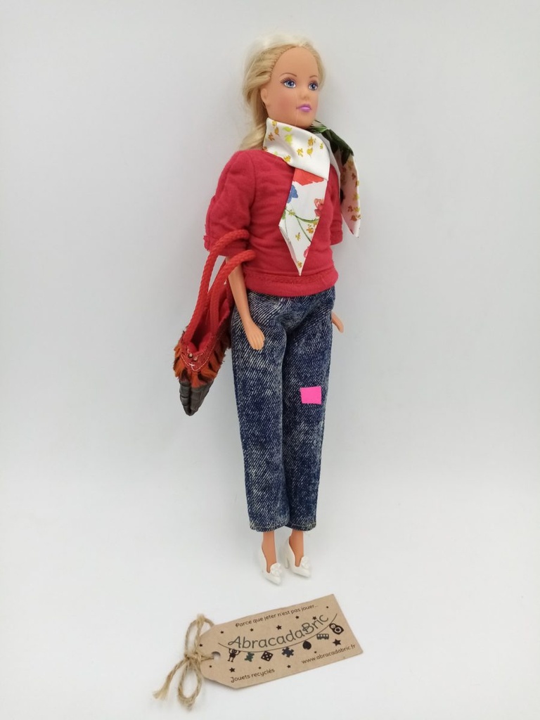 Poupée mannequin jean et foulard en soie