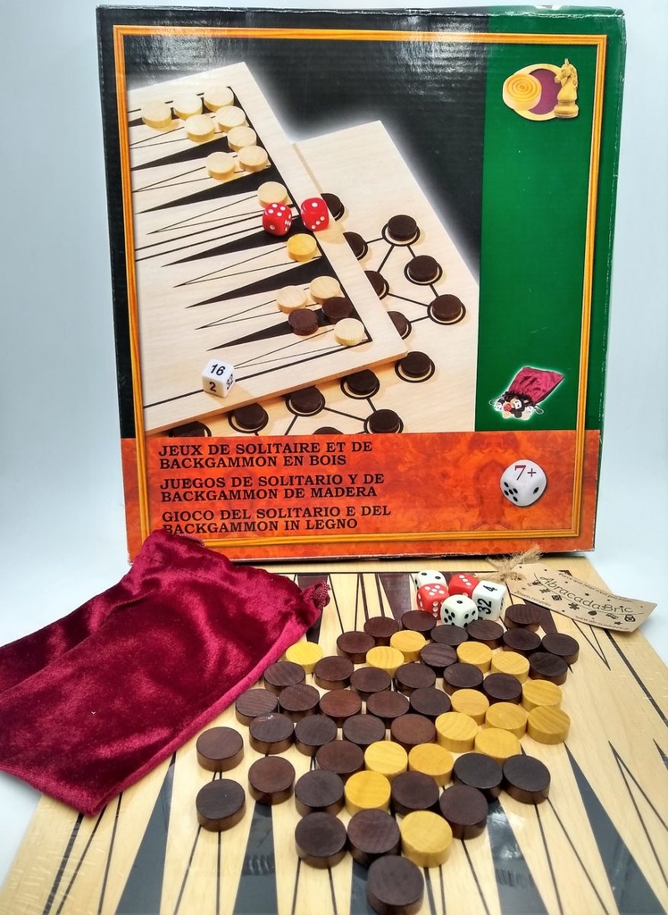Jeux de Backgammon et solitaire en bois