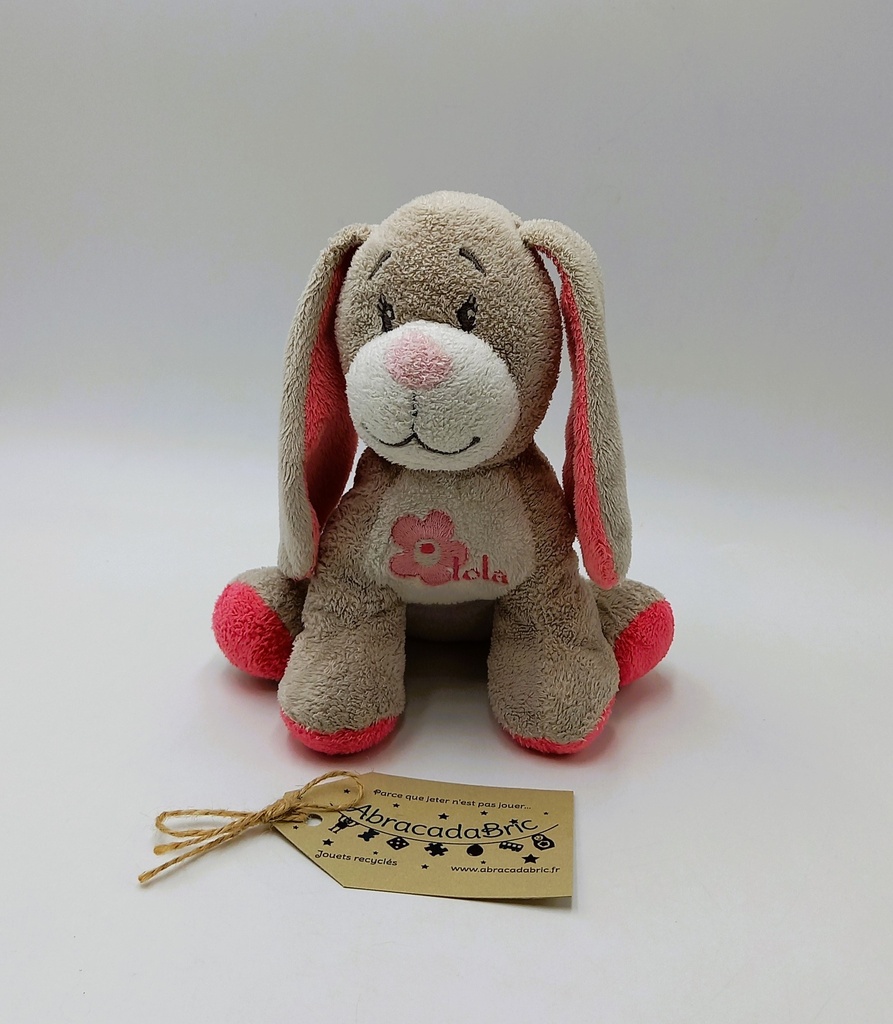 Chien rose et gris 24cm -ARTHUR et LOLA