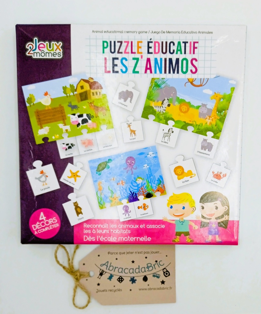 Puzzle éducatif les z'animos - JEUX DE MOMES