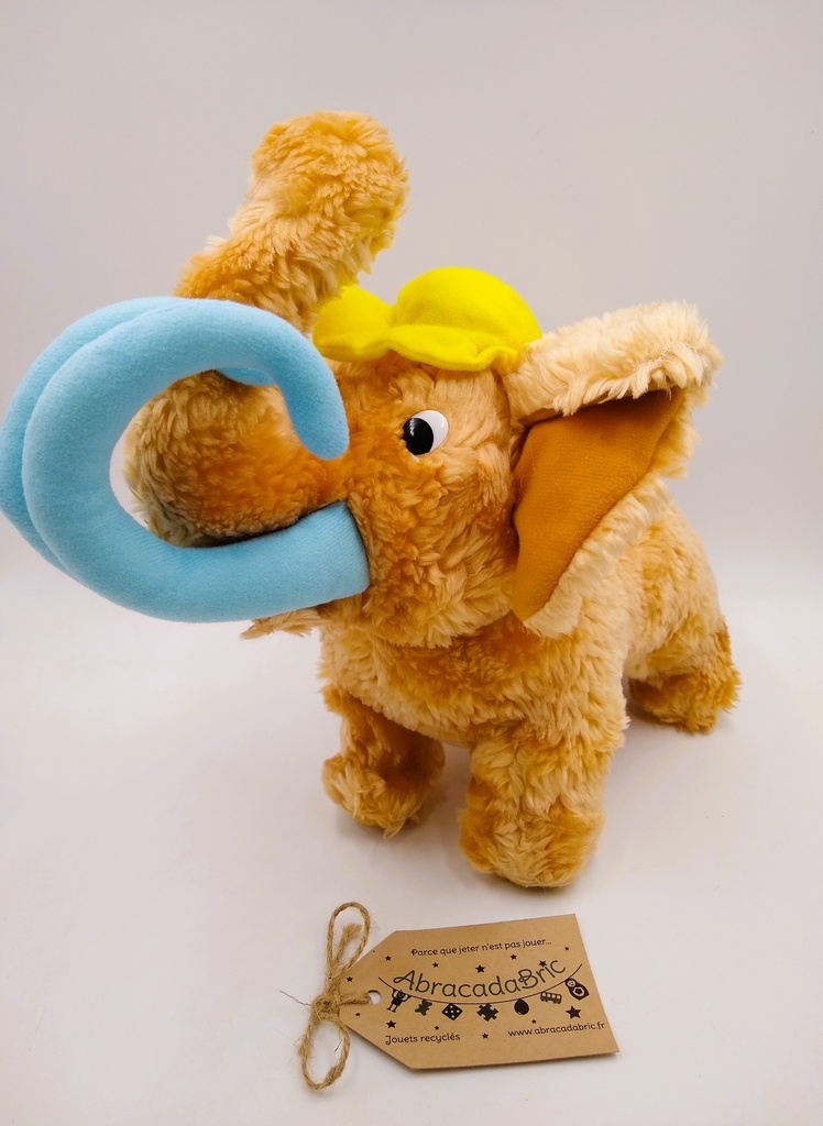 Éléphant au chapeau jaune 15cm