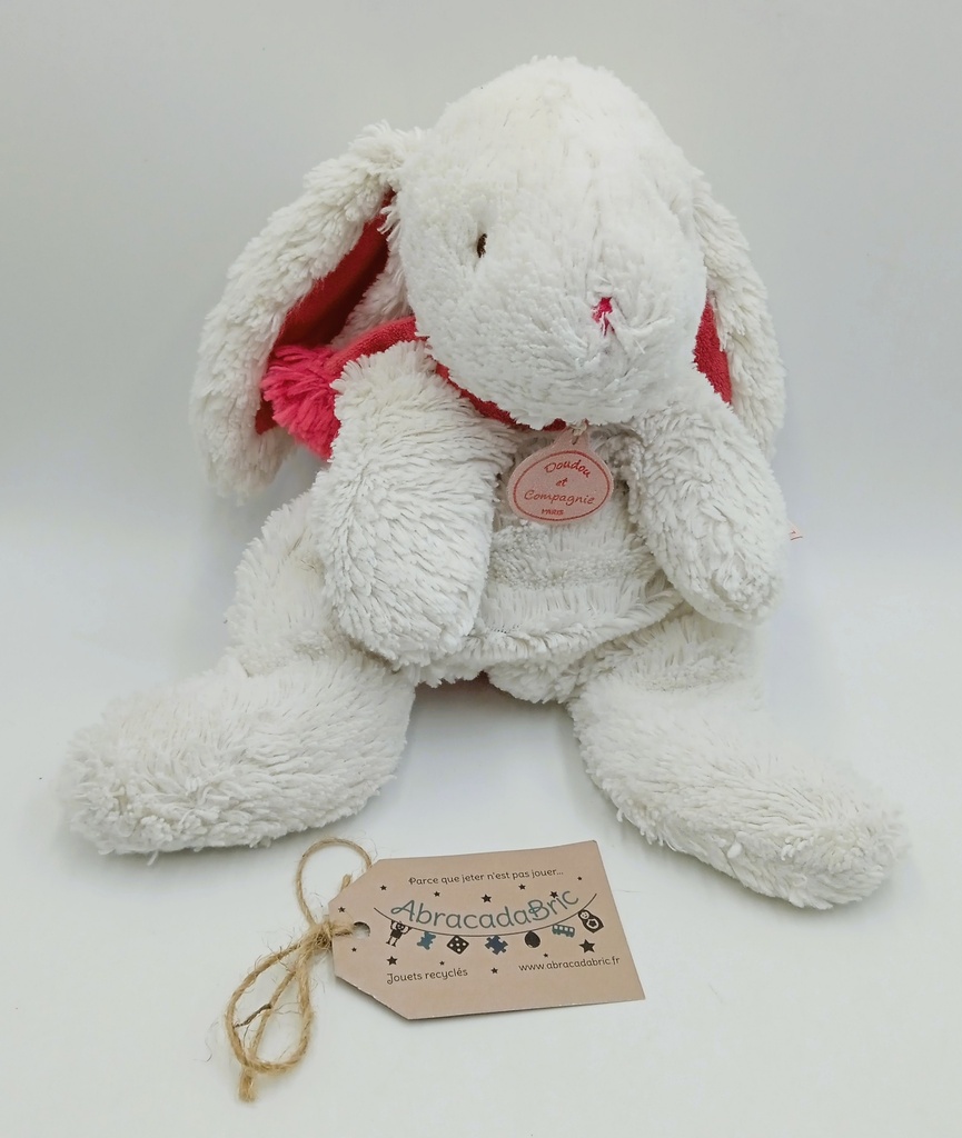 Lapin blanc et rose 30cm - DOUDOU ET COMPAGNiE 