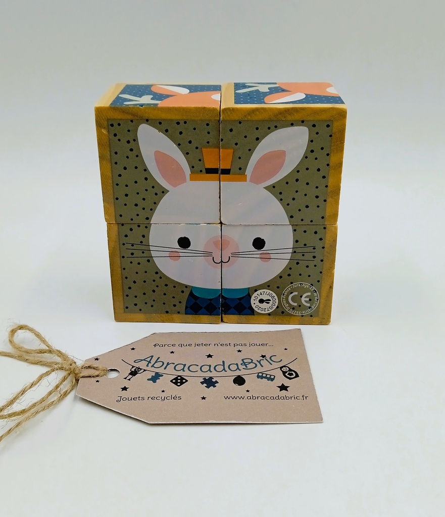 4 cubes puzzle animaux - JANOD