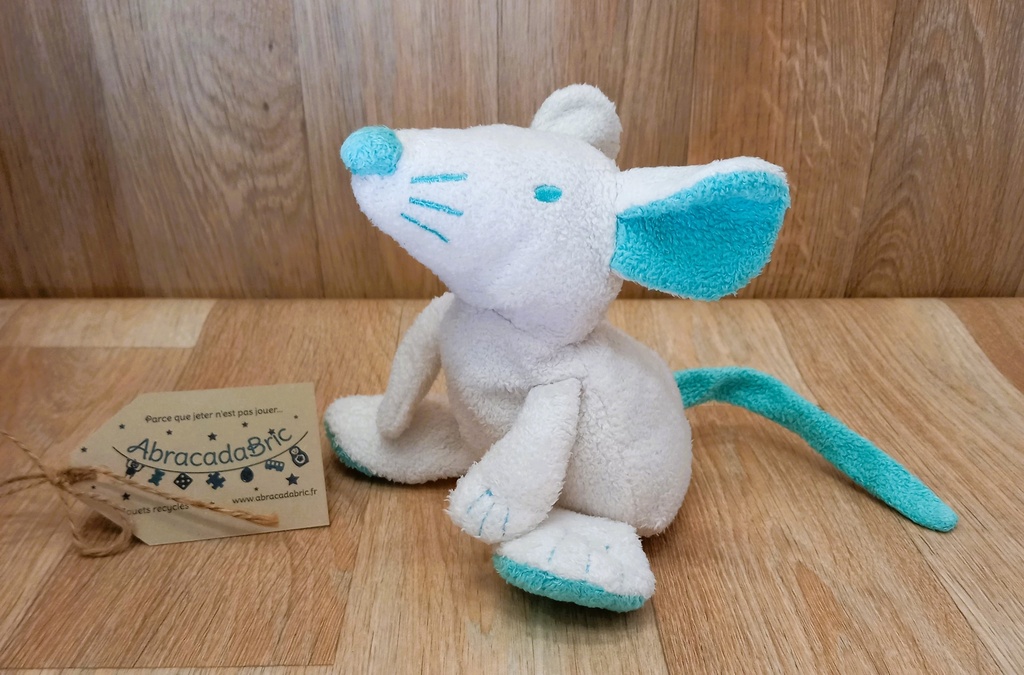 Souris blanche & bleu -20 cm- APOL