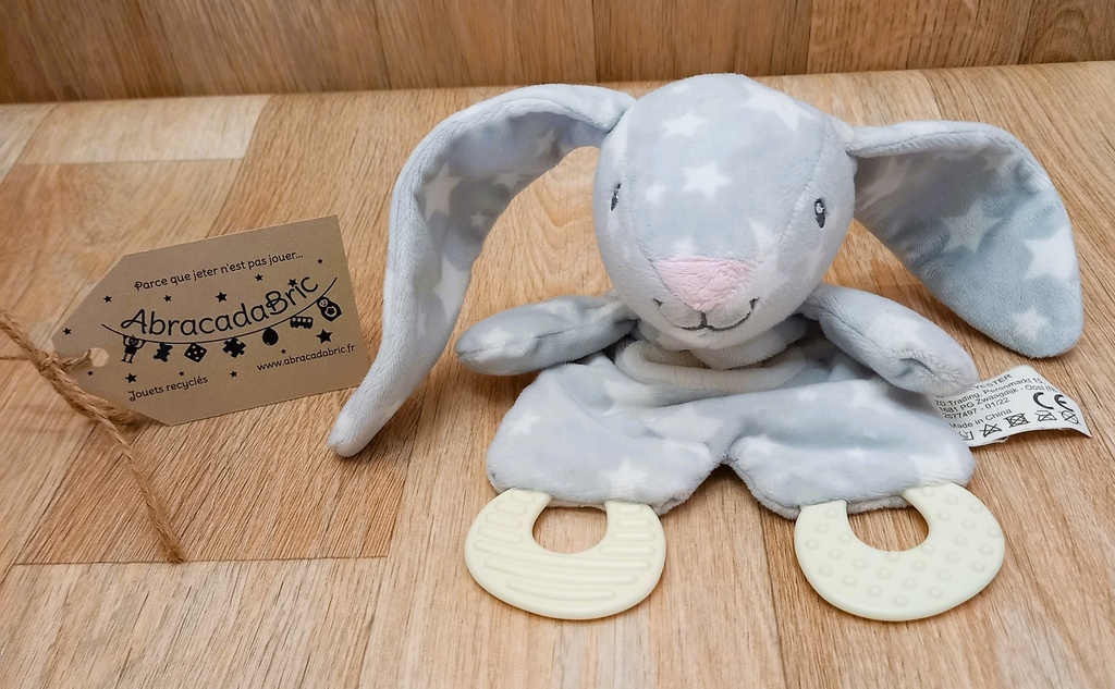 Lapin d'éveil gris étoilé 25cm
