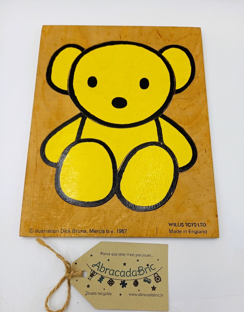 Puzzle bois "ourson jaune" vintage 6p WiLLiS TOYS