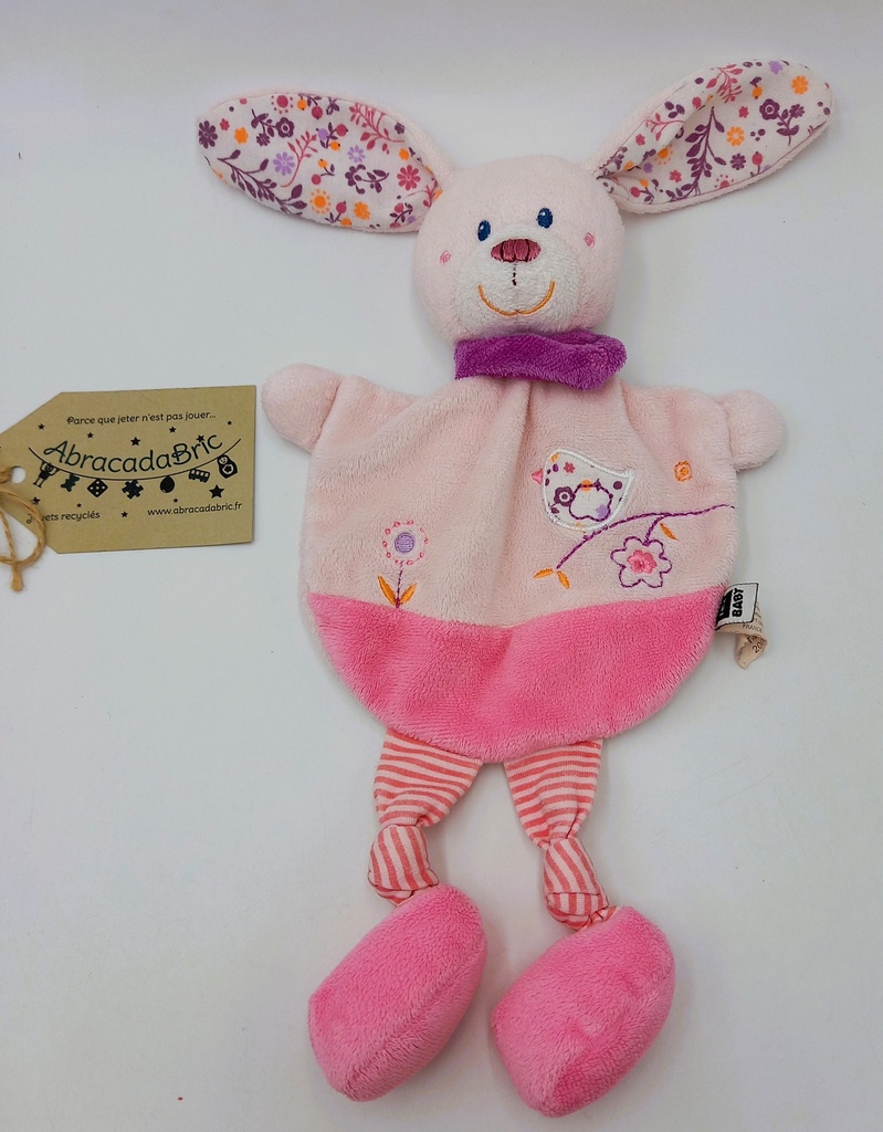 Doudou plat lapin rose - TEX BABY