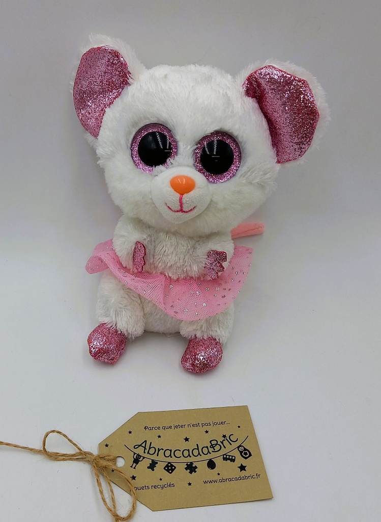 Souris blanche et rose 16cm - TY 