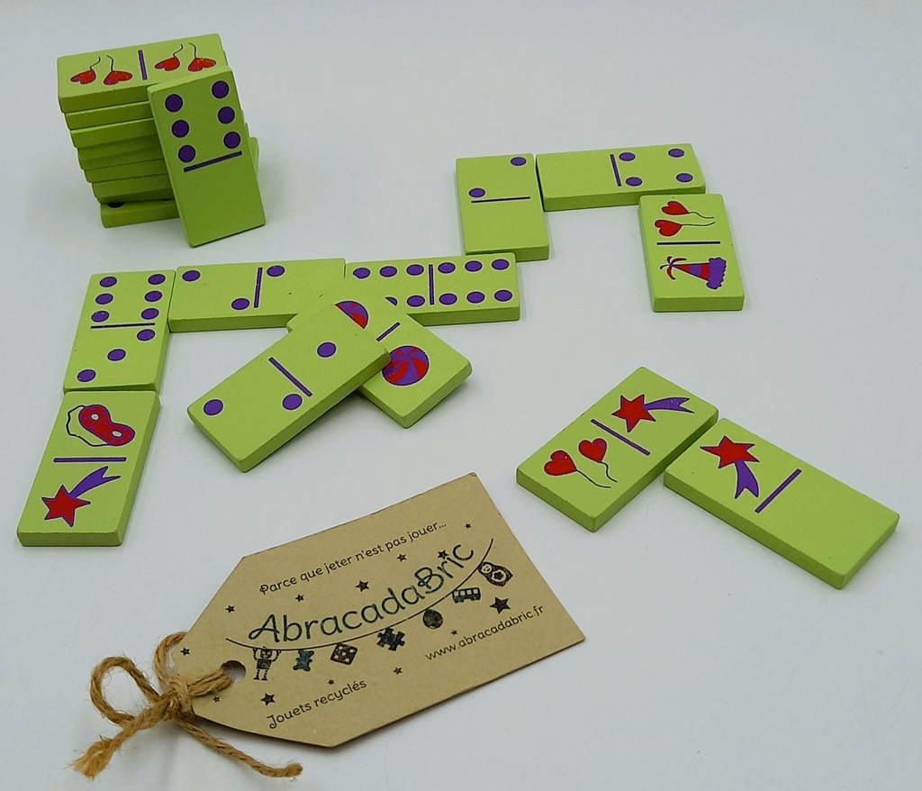 Domino vert double face en bois 28p