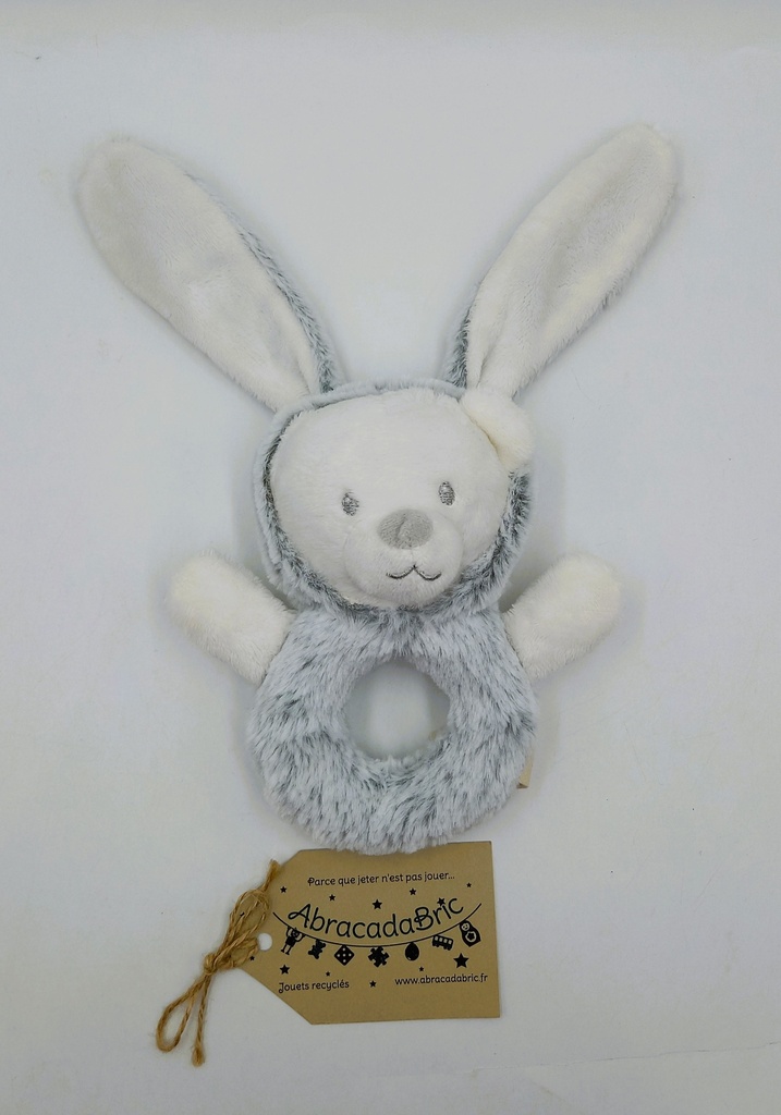 Hochet ours-lapin blanc et gris - PREMAMAN
