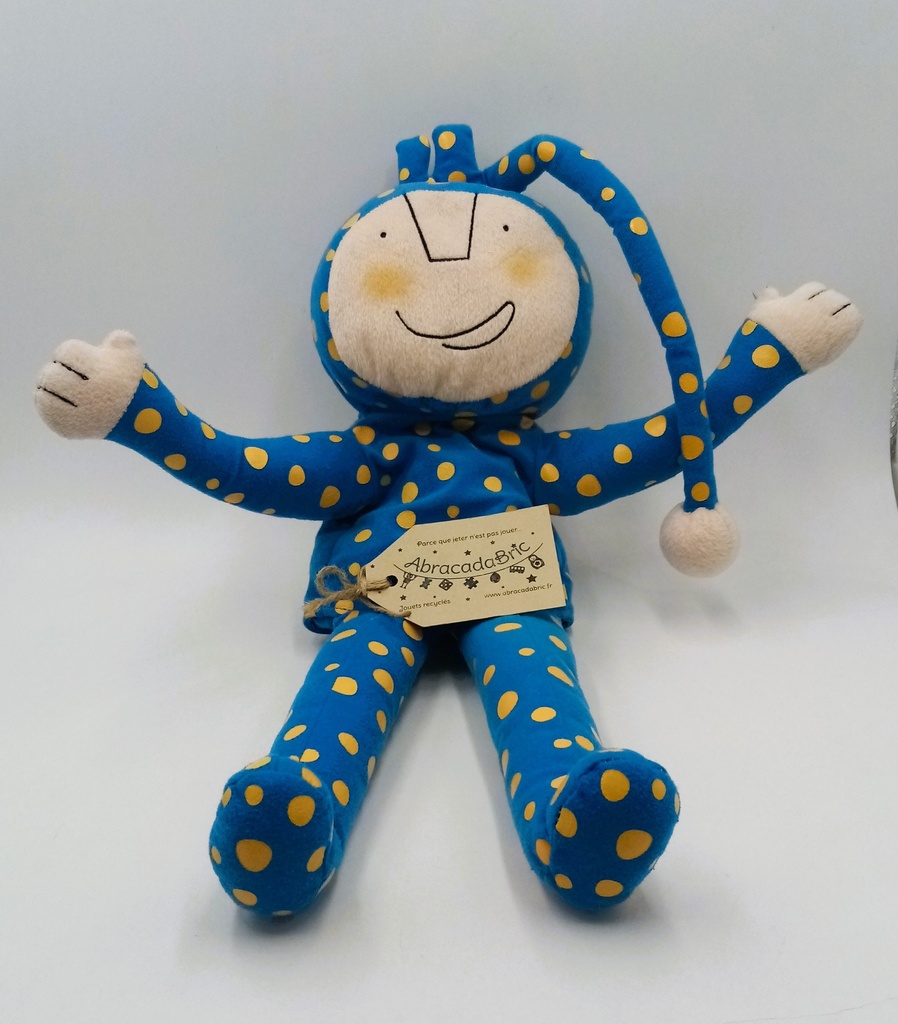 Marionnette Lutin bleu et jaune 43cm