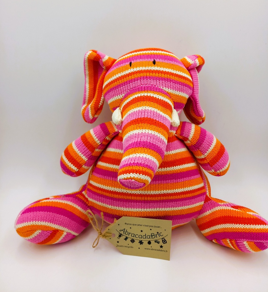 Éléphant en laine multicolore 29cm - SiA