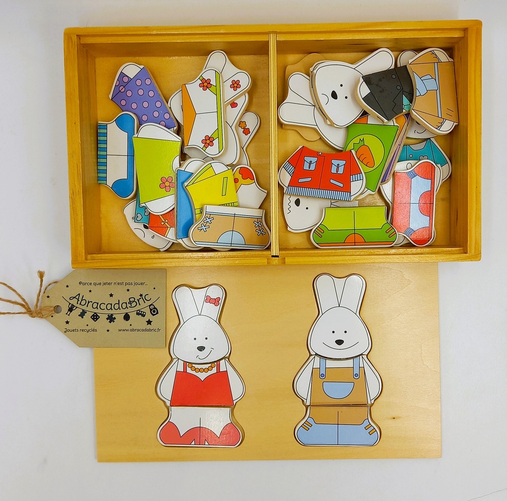 Mr et Mme Lapin en bois à habiller -VERTBAUDET