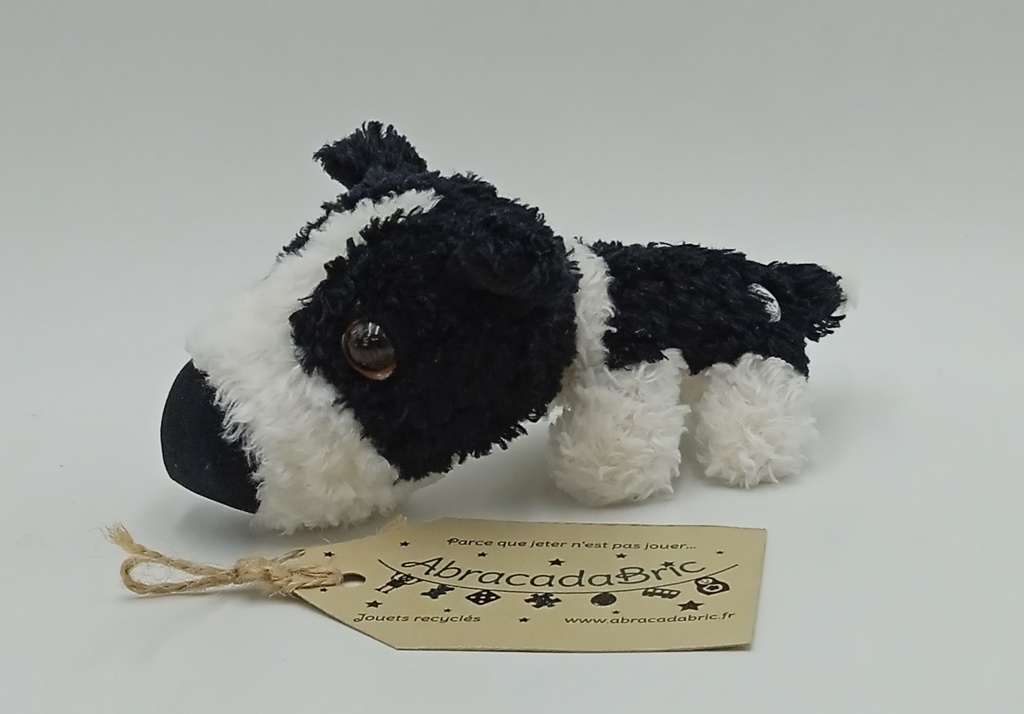 Peluche chien noir et blanc 12 cm