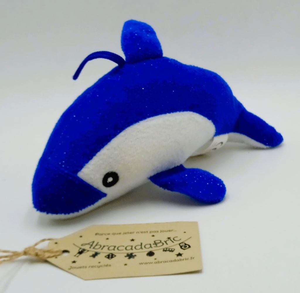 Peluche dauphin bleu et blanc - 20 cm
