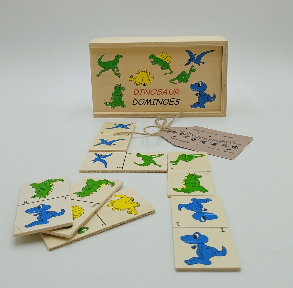 Dominos en bois dinosaures