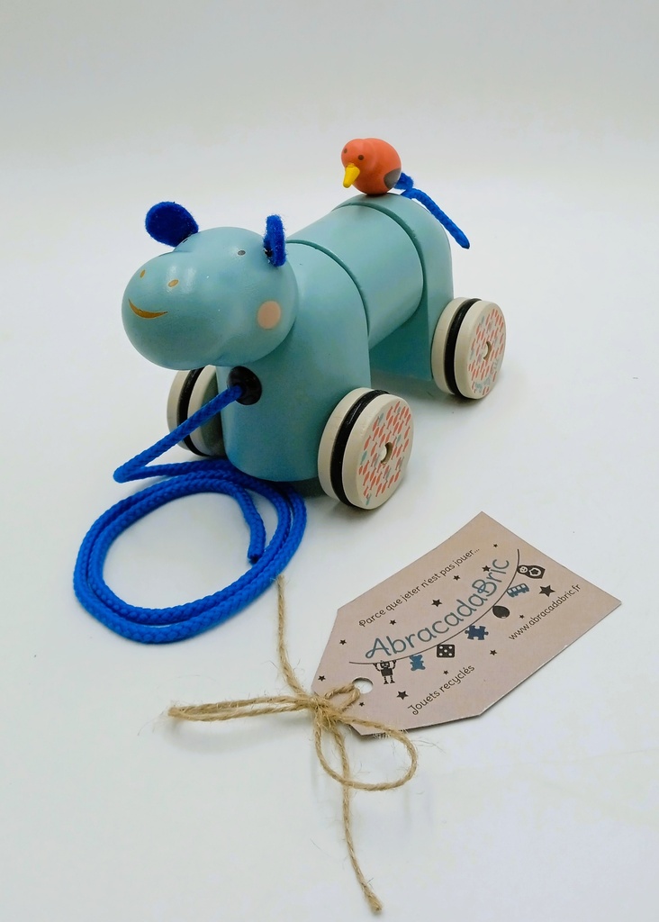 Hippopotame à tirer en bois - MOULiN ROTY  