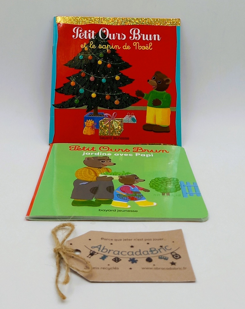 Lot x2 Petit Ours Brun "Et le sapin de Noël" et "Jardine avec papi"- BAYARD 