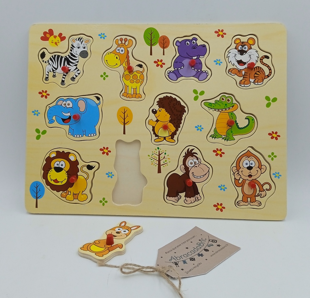 Puzzle encastrement en bois animaux