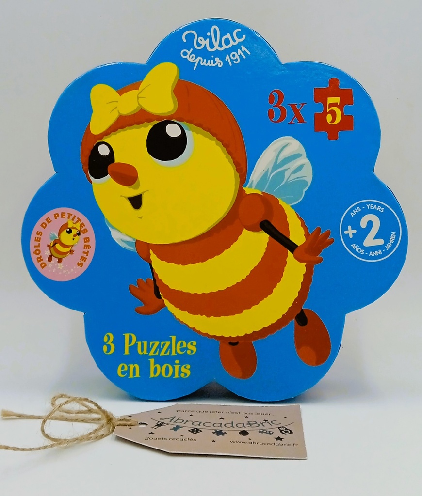 Puzzles en bois "Drôle de petites bêtes" 3x5p - ViLAC