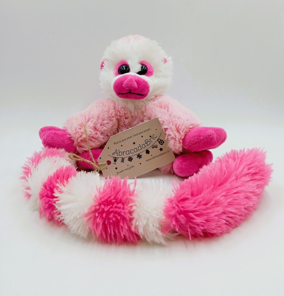 Peluche lémurien rose 21cm - NATURE PLANET