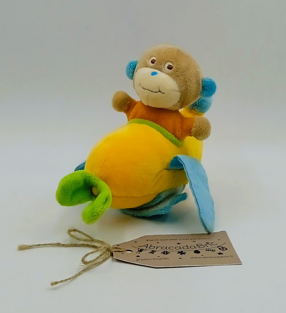 Peluche singe dans un avion 16 cm-AJENA