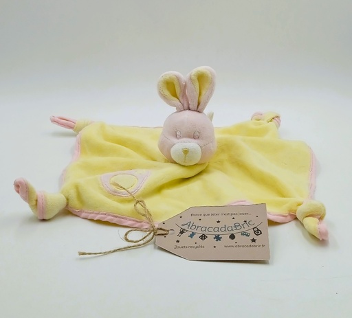 Doudou plat lapin jaune et rose - GiPSY