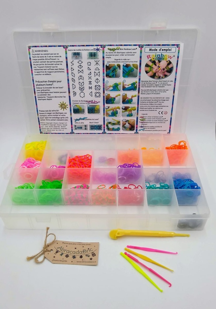 Rainbow Loom Boutique - Coffret Fabrication Automatique De Bracelets Elastiques Loisir Creatif Contient 4000 Elastiques Crochets Beadmojis Charms