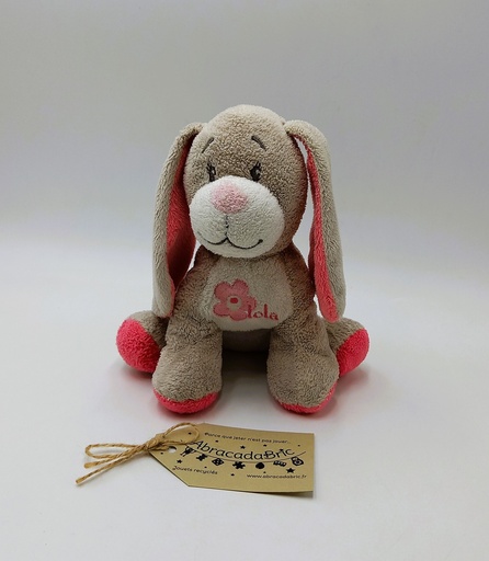 Chien rose et gris 24cm -ARTHUR et LOLA