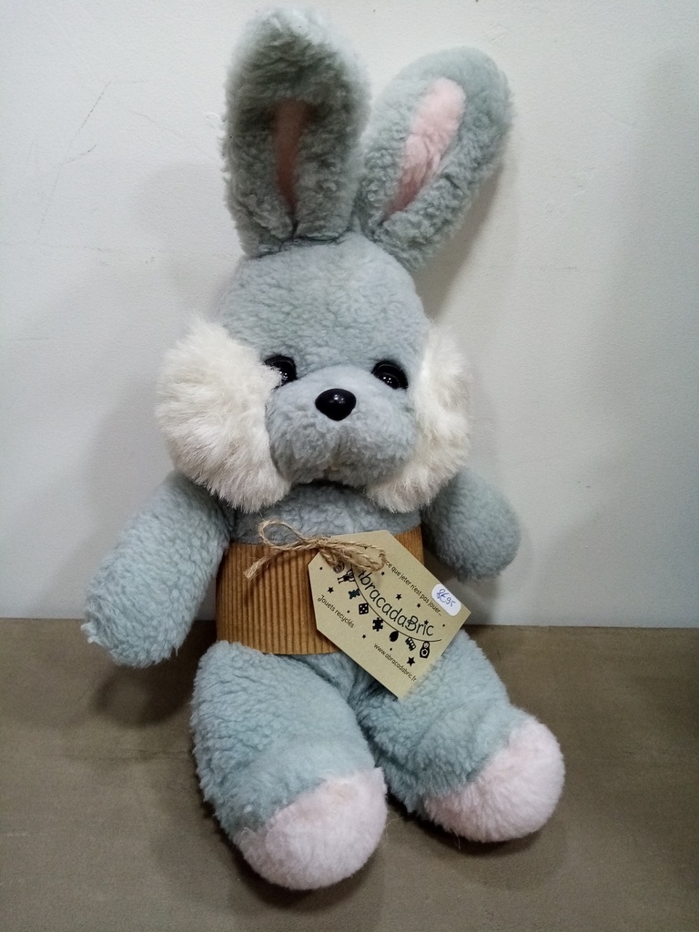 Vieux Lapin Jouet Vintage Similicuir Blanc - 15 Cm, Style Griffiné
