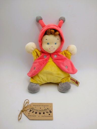 Doudou poupée déguisée en coccinelle 25cm- NiCOTOY
