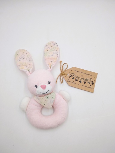 Hochet lapin rose 12cm - BOUT'CHOU