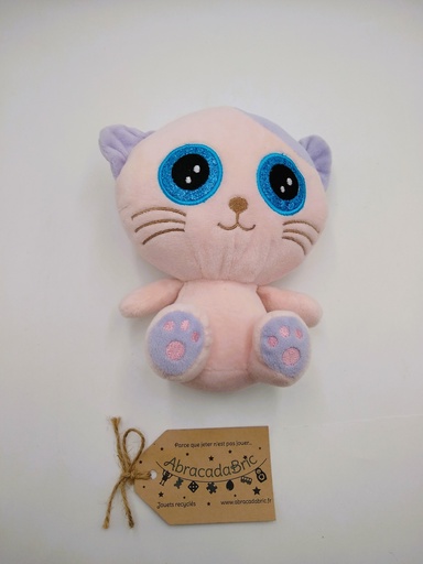 Chat rose aux yeux bleus ! 18cm - ROLDAN