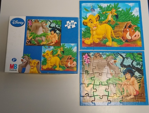 Puzzle "le livre de la jungle" et "le roi lion" 2x25p - MB