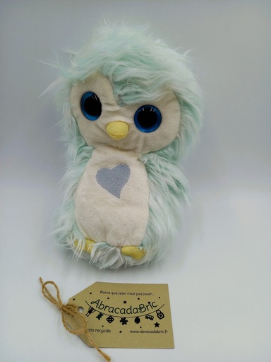 Hibou blanc et bleu 15cm