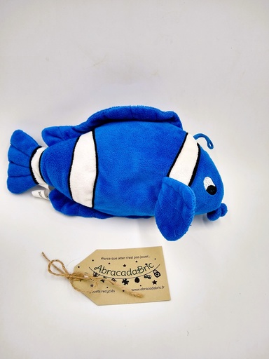 Peluche poisson clown bleu & blanc