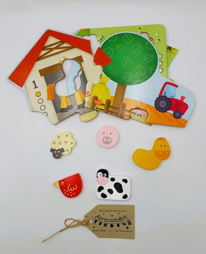 Puzzles en bois les animaux de la ferme - GOULA 