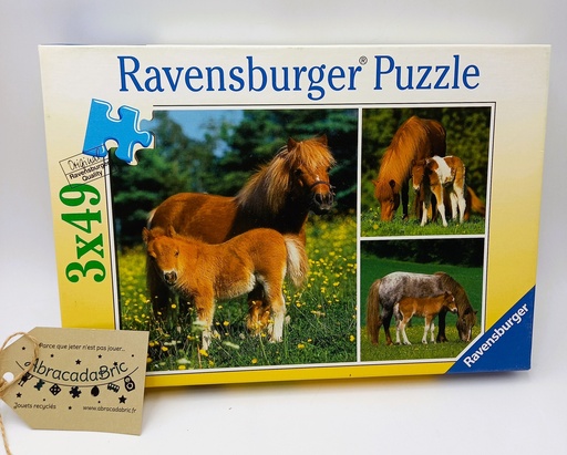 Puzzle "jument et son poulain 3x49p - RAVENSBURGER