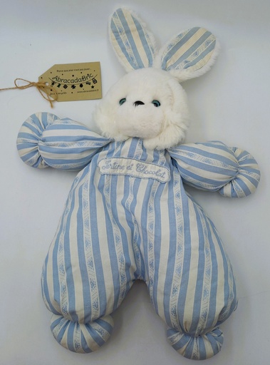 Lapin rayé bleu blanc vintage - TARTINE ET CHOCOLAT