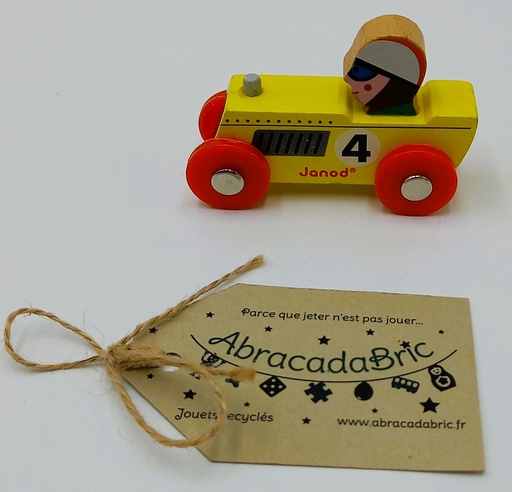 Voiture de course en bois jaune - JANOD    