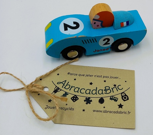 Voiture de course en bois bleue - JANOD    