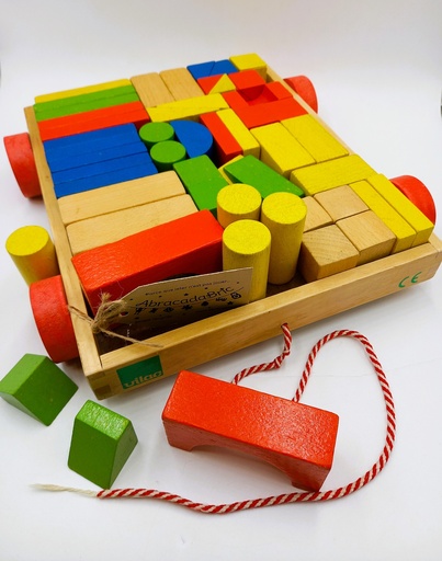 Chariot et cubes en bois -ViLAC